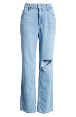 PAIGE Noella Ripped High Waist Relaxed Straight Leg Jeans in Chamomile Destructed