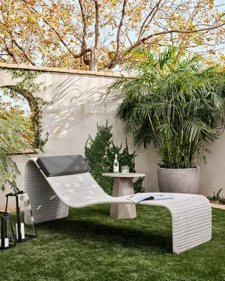 Paige Outdoor Woven Chaise, Brushed Grey