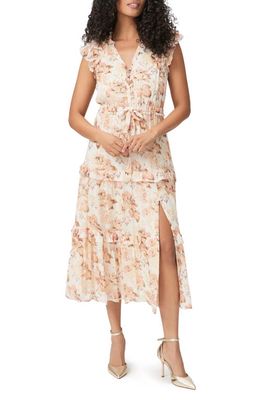 PAIGE Rozlyn Floral Tiered Silk Midi Dress in Cream Multi