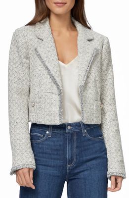 PAIGE Selyna Crop Tweed Blazer in Grey Ecru