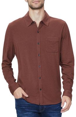 PAIGE Stockton Knit Button-Up Shirt in Ruby Rum