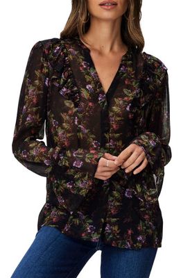 PAIGE Tuscany Floral Print Silk Georgette Button-Up Shirt in Black Multi