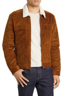 PAIGE Vosler Corduroy Zip Jacket with Faux Shearling Collar in Cinnamon Cocoa