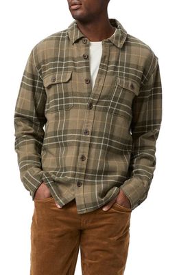 PAIGE Wilbur Plaid Flannel Button-Up Overshirt in Dusty Pine