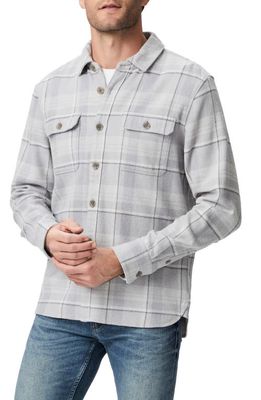 PAIGE Wilbur Plaid Flannel Button-Up Overshirt in Grey Aura