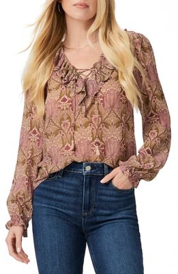 PAIGE x Morris & Co. Ilara Print Silk Georgette Shirt in Blush/Leaf Multi