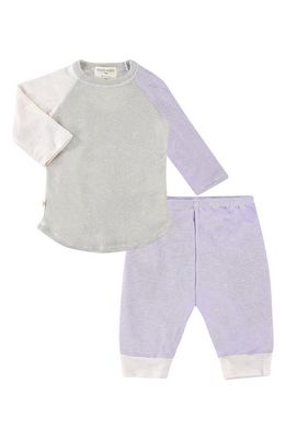 PAIGELAUREN Color Block Long Sleeve Shirt & Pants Set in Purple/Pink