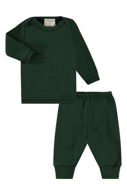 PAIGELAUREN Cotton & Modal Long Sleeve T-Shirt & Pants Set in Dark Green