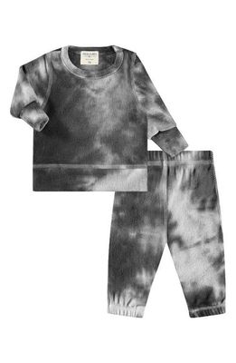 PAIGELAUREN Hacci Tie Dye Long Sleeve Top & Pants Lounge Set in Black 