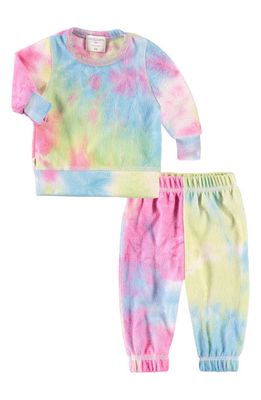 PAIGELAUREN Hacci Tie Dye Long Sleeve Top & Pants Lounge Set in Pink 