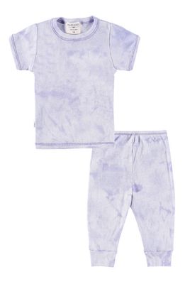 PAIGELAUREN Marble Dye Rib T-Shirt & Pants Set in Purple 