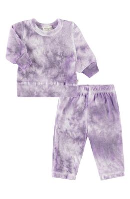 PAIGELAUREN Tie Dye French Terry Sweatshirt & Pants Set in Marble Purple