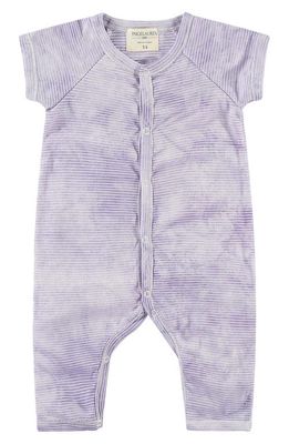 PAIGELAUREN Tie Dye Stripe Short Sleeve Romper in Marble Purple