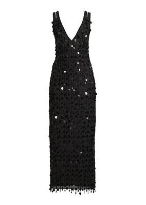 Paillette Beaded Midi-Dress