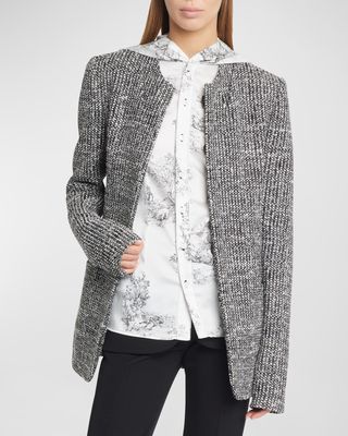Paillette Tweed Single-Breasted Tailored Jacket