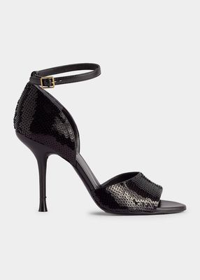 Paillettes Sequin Ankle-Strap Sandals