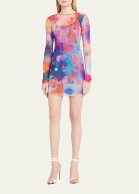 Paint-Print Body-Con Mini Dress