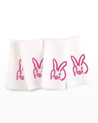 Painted Bunny Embroidered Dinner Napkin