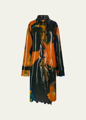 Painted Faux-Leather Raincoat