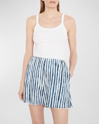 Painterly Cotton Stripe Pull-On Shorts