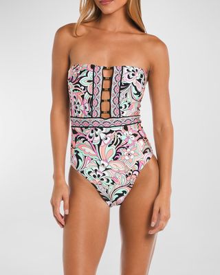 Paisley Bandeau One-Piece Swimsuit