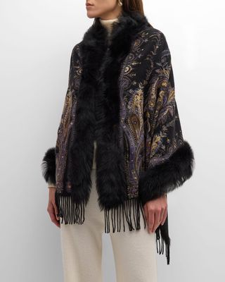 Paisley Cashmere & Shearling Stole