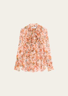 Paisley Scarf-Neck Poet Blouse