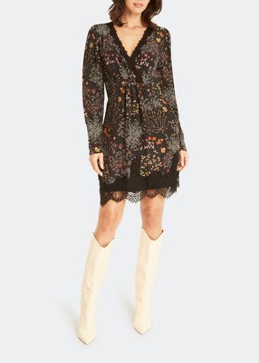 Paisley Short Floral Dress w/ Lace