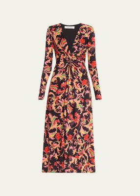 Paisley Twisted Wrap Midi Dress