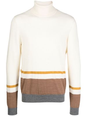 Pal Zileri fine-knit stipe-detail jumper - White