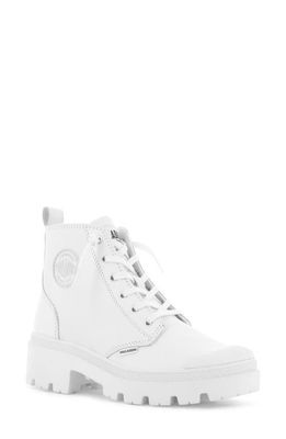 Palladium Pallabase Leather Bootie in White/Black 