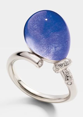 Palloncini Mini Ring in White Gold Diamonds, Rock Crystal and Lapis