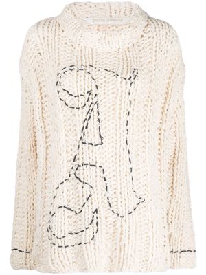 Palm Angels A chunky-knit jumper - White