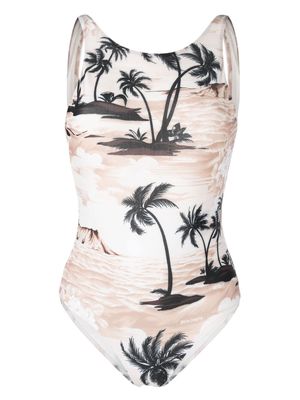 Palm Angels all-over graphic-print swimsuit - Neutrals