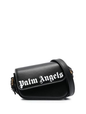 Palm Angels asymmetric logo-print shoulder bag - Black
