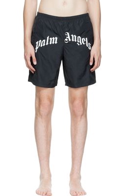 Palm Angels Black Curved Swim Shorts
