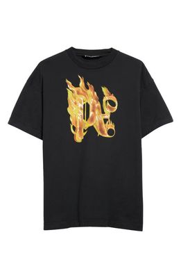 Palm Angels Burning Monogram Graphic T-Shirt in Black Gold