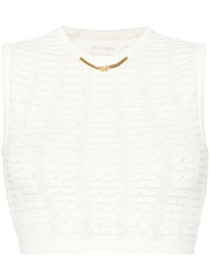 Palm Angels chain-embellished knitted vest - White