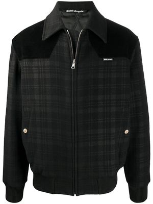 Palm Angels checked collared jacket - 1001 BLACK WHITE
