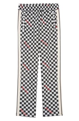Palm Angels Checkerboard Jacquard Classic Logo Track Pants in Black Red