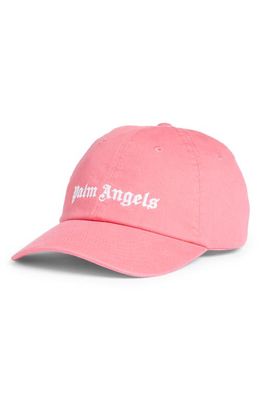 Palm Angels Classic Logo Baseball Cap in Baby Pink White