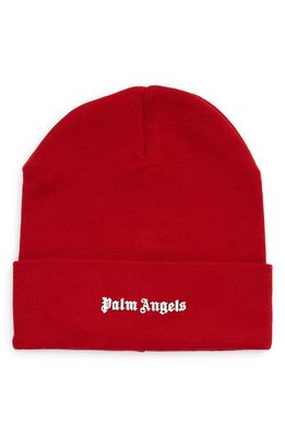 Palm Angels Classic Logo Beanie in Red White