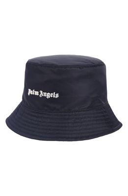 Palm Angels Classic Logo Bucket Hat in Blue/White