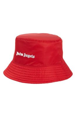 Palm Angels Classic Logo Bucket Hat in Red/White