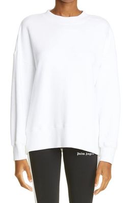 Palm Angels Classic Logo Cotton Sweatshirt in White Black
