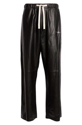Palm Angels Classic Logo Leather Pants in Black Silver