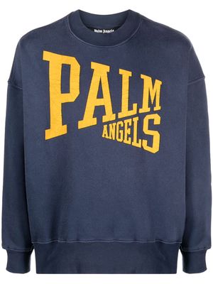 Palm Angels College logo-print cotton sweatshirt - NAVY BLUE GOLD