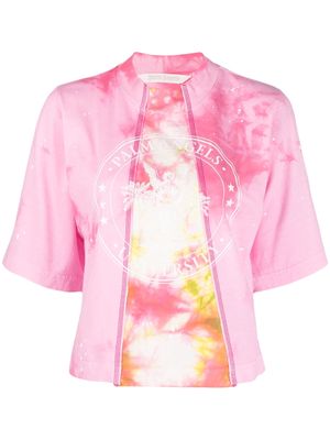 Palm Angels College tie-dye cropped T-shirt - Pink