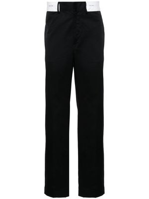 Palm Angels contrasting-waistband tapered trousers - Black