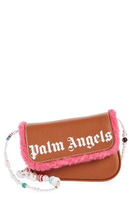 Palm Angels Crash Leather Crossbody Bag in Brown White